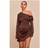 PrettyLittleThing Satin One Shoulder Drape Bodycon Dress - Chocolate