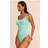 PrettyLittleThing Aqua Blue Crinkle Strappy Swimsuit - Blue