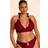 PrettyLittleThing O Ring Detail Ruched Triangle Bikini Top - Red