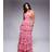 Lace & Beads Petite Bow Shoulder Tiered Tulle Maxi Dress Red Floral
