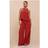 PrettyLittleThing Rust Crinkle Satin Halterneck Overlay Jumpsuit - Orange