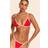 PrettyLittleThing Red Triangle Contrast Binding Bikini Top - Red