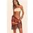 PrettyLittleThing Palm Print Chiffon Fringe Trim Sarong - Chocolate