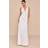 PrettyLittleThing Cream Satin Cowl Neck Cross Back Maxi Dress - White