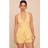 PrettyLittleThing Lemon Pinstripe Halter Waistcoat Tailored Playsuit - Lemon