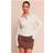 PrettyLittleThing Cream Textured Satin Tie Back Shirt - White
