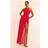 PrettyLittleThing Red Halter Neck Chiffon Maxi Beach Dress