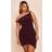 PrettyLittleThing Off Shoulder Wrap Front Mini Dress - Chocolate