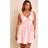 PrettyLittleThing Shape Satin Plunge Front Cinched Waist Skater Mini Dress - Pink