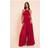 PrettyLittleThing Petite Deep Red Floaty Woven Backless Extreme Wide Leg Jumpsuit