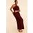 PrettyLittleThing Plus Burgundy Crochet Maxi Halter Neck Beach Dress - Red