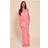 PrettyLittleThing Petite Long Sleeve Sequin Knitted Maxi Dress - Pink