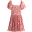 H&M Smocked Bodice Crinkled Dress - White/Red patterned