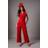 Coast Lisa Tan Lace Belted Jumpsuit - Red