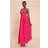 PrettyLittleThing Chiffon Strappy Pleated Belt Detail Maxi Dress - 14
