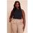 PrettyLittleThing Plus Black Soft Cotton Racer Sleeveless Bodysuit - Black