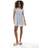 New Look Women's Plus Size Blue Striped Embroidered Puff Sleeve Mini Dress Curves - Blue