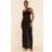 PrettyLittleThing Ruched Chiffon Maxi Beach Dress - Black