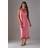 Warehouse Petite Satin Jacquard Cowl Scarf Neck Fringe Midi Slip Dress - Pink