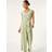 Roman Petite Floral Crinkle Crop Jumpsuit - Dark Green