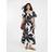 River Island Womens Short Sleeve Printed Shirred Midi Dress - Black
