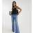 River Island Petite Denim High Waisted Relaxed Flare Jeans - Light Blue