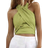 Shein Travachic Women Solid Color Cross-Wrap Sleeveless Vest Top, Suitable For Summer