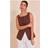 PrettyLittleThing Chocolate Square Neck Linen Look Longline Waistcoat