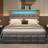 Canora Grey Velvet Storage With Led Headboard 108cm H x 142cm W x 202.5cm L Frame Bed