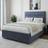 Bedmaster Super King Size Midnight Linen 4 Drawer Divan Base And Square Headboard - Blue Continental Bed