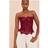 PrettyLittleThing Wine Textured Sheer Floral Lace Corset - Red