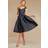 Goddiva Crushed Satin Sleeveless A Line Midi Dress - Black