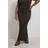 Yours Textured Side Split Maxi Skirt - Chocolate Brown