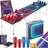 tectake Beer Pong Table LED Drinks Cup Set