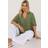 Yours Curve Relaxed Linen Shirt - Khaki Green