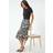 Roman Petite Leaf Print Linen Midi Skirt - Black