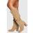 boohoo Womens Ruched High Block Heeled Knee High Boots - Beige
