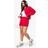 boohoo Womens Deep Hem Popper Bomber Short Tracksuit - Red
