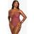 boohoo Womens Plus Beaded Tie Front Swimsuit - Brown