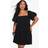 boohoo Womens Plus Extreme Puff Sleeve Tiered Smock Dress - Black