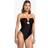 boohoo Womens Mono Rope Strap Bandeau Swimsuit - Black