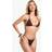 boohoo Womens Seersucker Contrast Stitch Detail Triangle Bikini Top & Tanga Bikini Bottoms Set - Brown