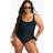 boohoo Womens Plus Contrast Tummy Control Swimsuit - Black