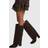 boohoo Womens Wide Fit Textured Foldover Stacked Heel Knee High Boots - Brown