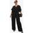 boohoo Womens Plus Blouson Sleeve Wide Leg Jumpsuit - Black