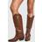 boohoo Womens Wide Fit Western Style Harness Detail Knee High Boots - Brown