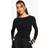 boohoo Womens Double Slinky Knot Front Bodysuit - Black