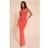 PrettyLittleThing Slinky Halterneck Trim Detail Maxi Dress - Orange