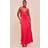 PrettyLittleThing Red Satin V Neck Maxi Dress - Red
