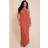 PrettyLittleThing Plus Rust Textured Tie Halter Maxi Dress - Orange